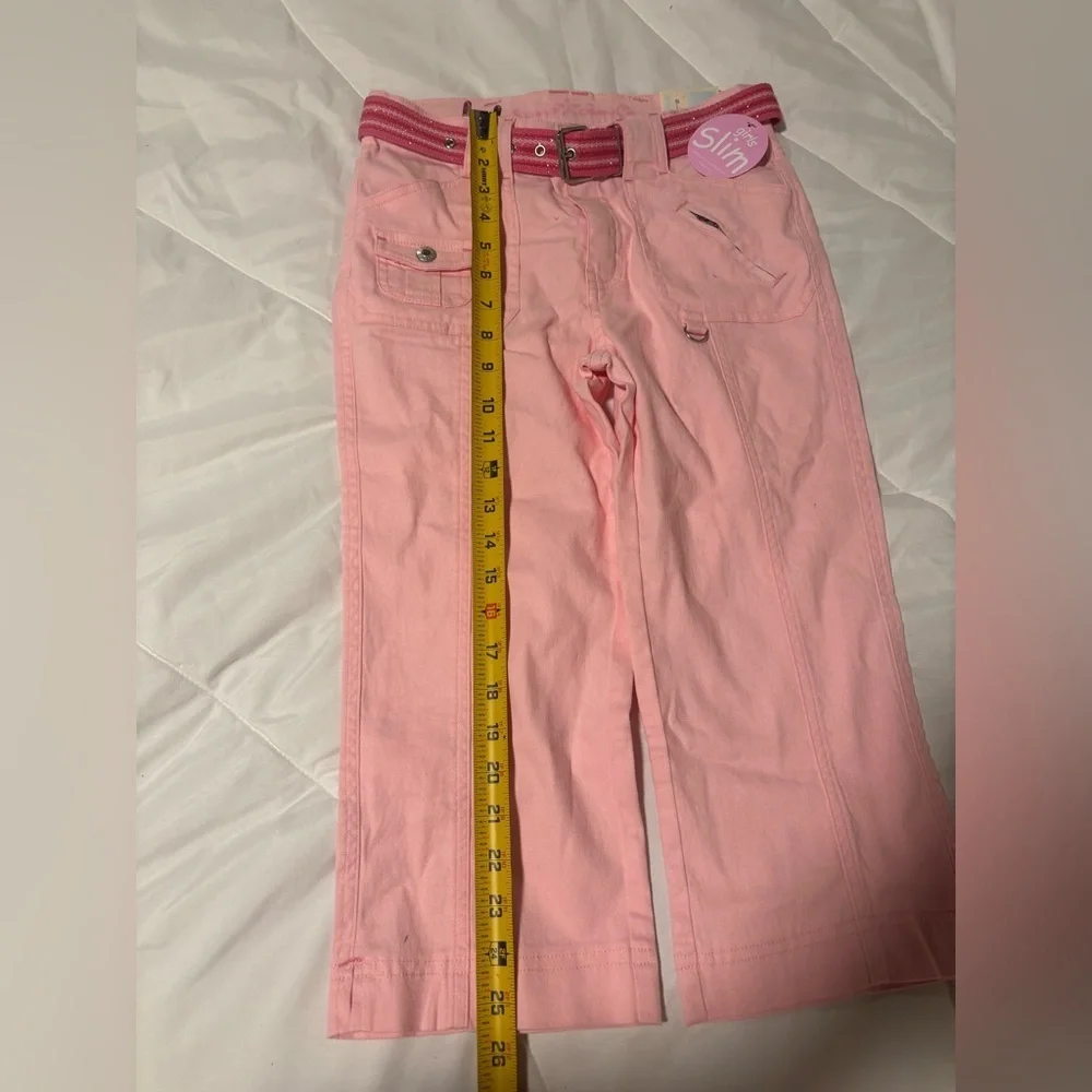 Arizona Jean Company Light Pink Slim Pants size 12 with pink sparkly belt Y2K